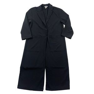 H&M Women Coat Long Blazer Maxi 3/4 Sleeve Black Size 8